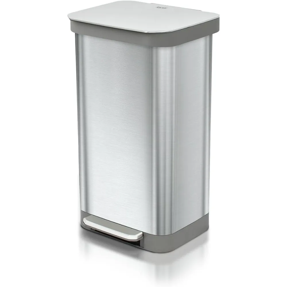

Stainless Steel Step Trash Can, Series 2 with Clorox Protection - Large Metal Kitchen Garbage Bin with Soft Close Lid, Foot Ped