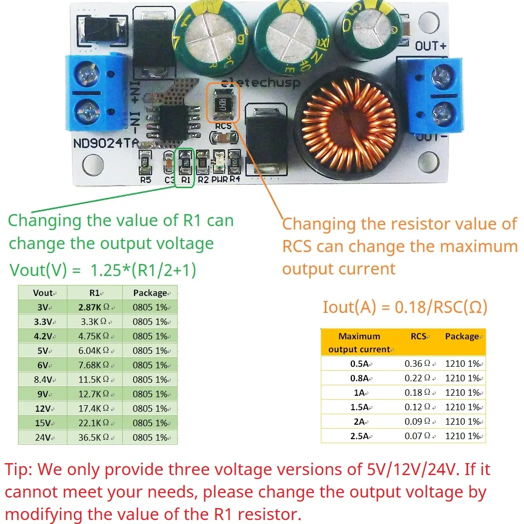 2.5A DC 10-90V to 5V 12V 24V DC-DC Converter High-Voltage Buck Regulator Module for Lion Lipo LiFePO4 Lead-acid Solar battery