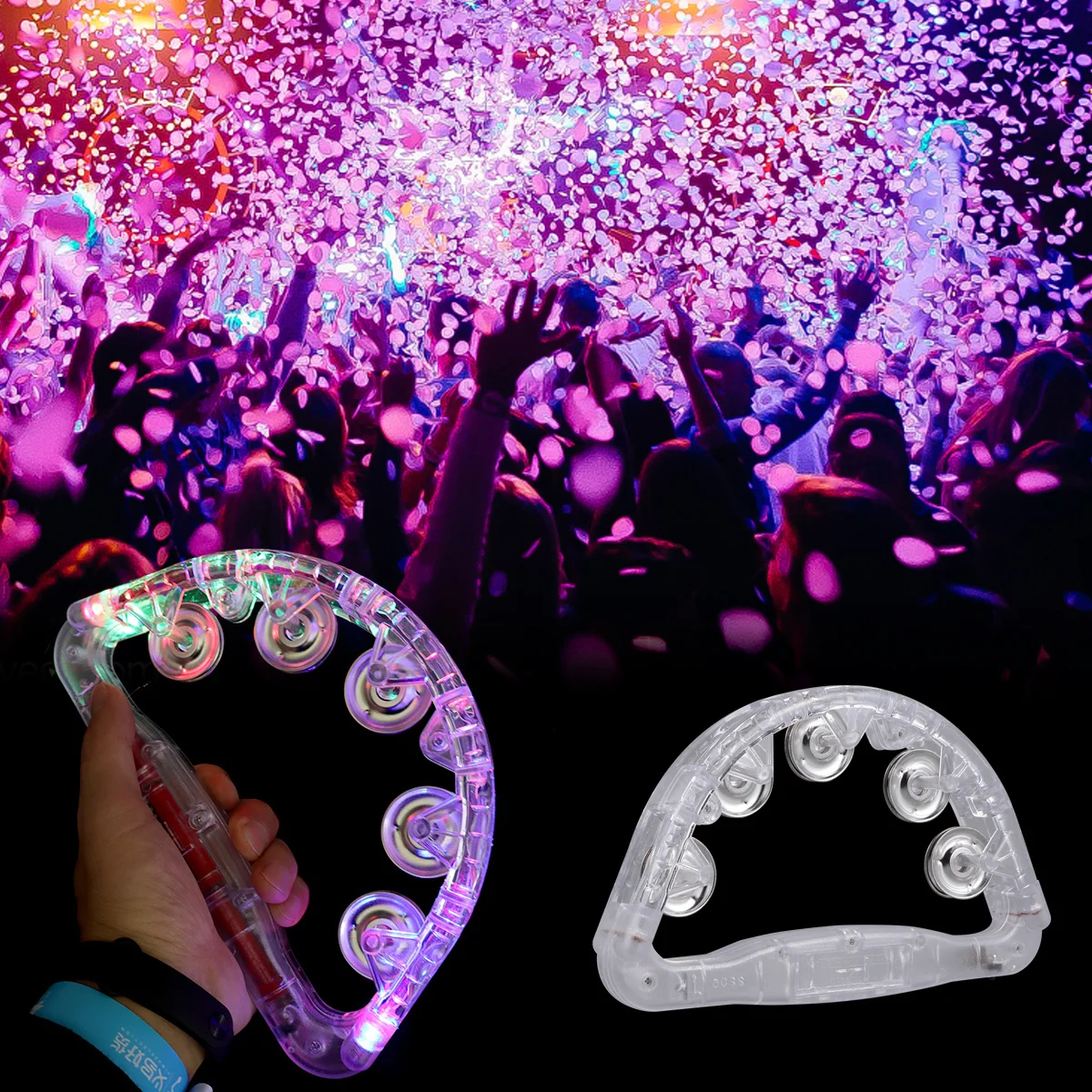 

Glowing Hand Ring LED Handbell Party Accessories Flashing Prop Supplies Neon Bar Rattle