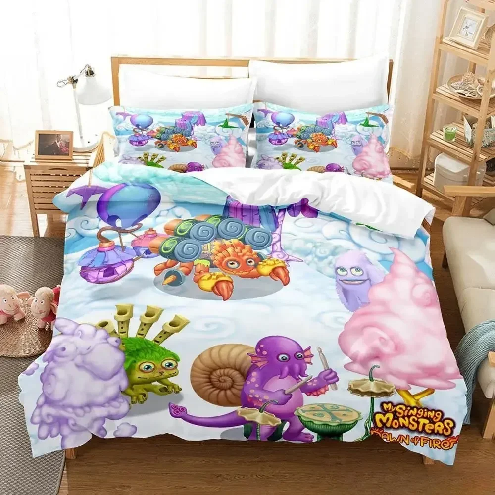 Set tempat tidur Game My Singing monster Single Twin penuh Ukuran Queen King Set tempat tidur anak-anak Dewasa kamar tidur selimut penutup Set tekstil rumah