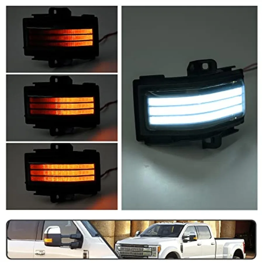 2Pcs Sequential LED Side Mirror Marker Light for Ford F150 2015-2023, F250 F350 F450 F550 Super Duty 2017-2023 Amber Dynamic Bl