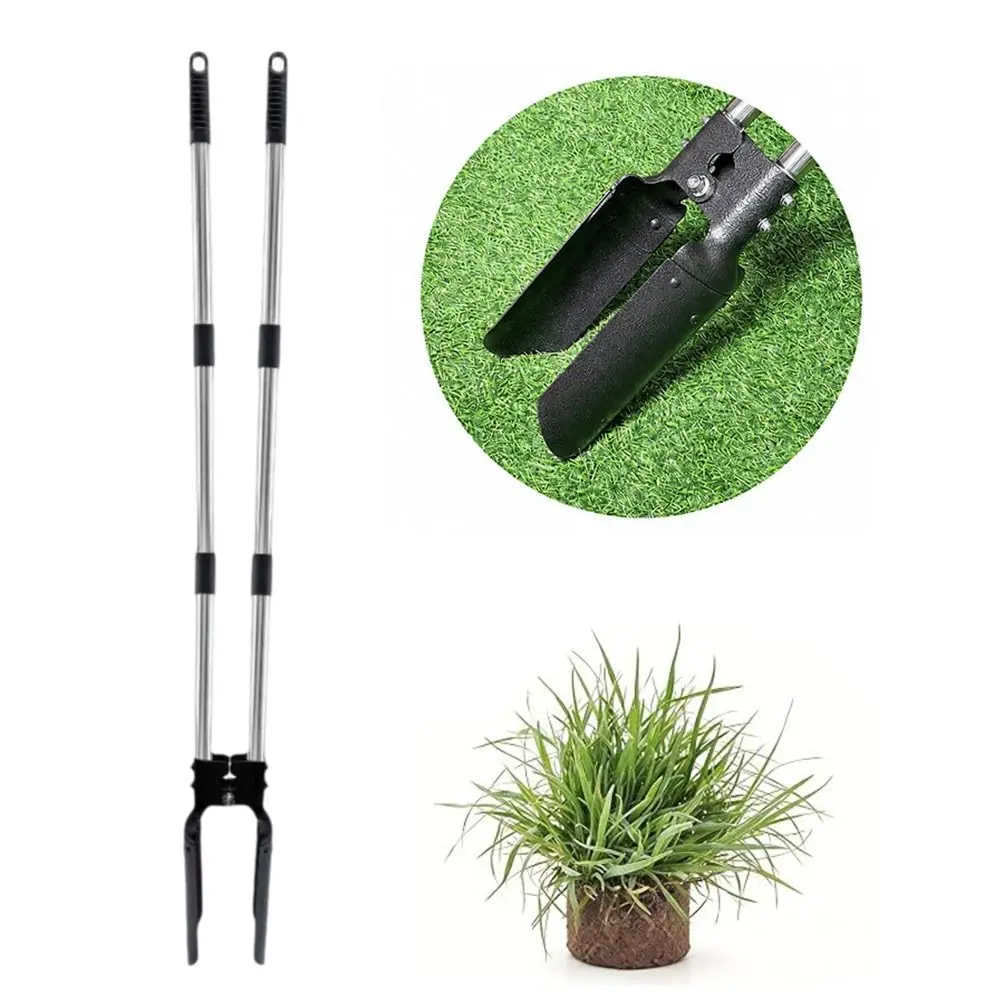 Long Handle Grass Plugger Tool Ergonomic Heavy Duty Plants Transplanter Steel Construction Removable Digging Tool Garden Use