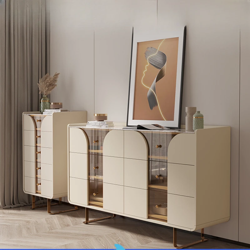 

Light luxury cream air chest living room porch cabinet designer French master bedroom side cabinet