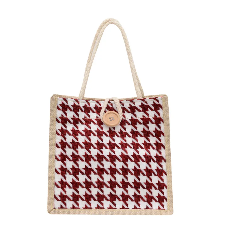 Ins Lunch Bags for Women pied de poule piccola borsa per il pranzo borsa per la conservazione degli alimenti borsa da viaggio portatile funzionale Picnic all'aperto Lonchera