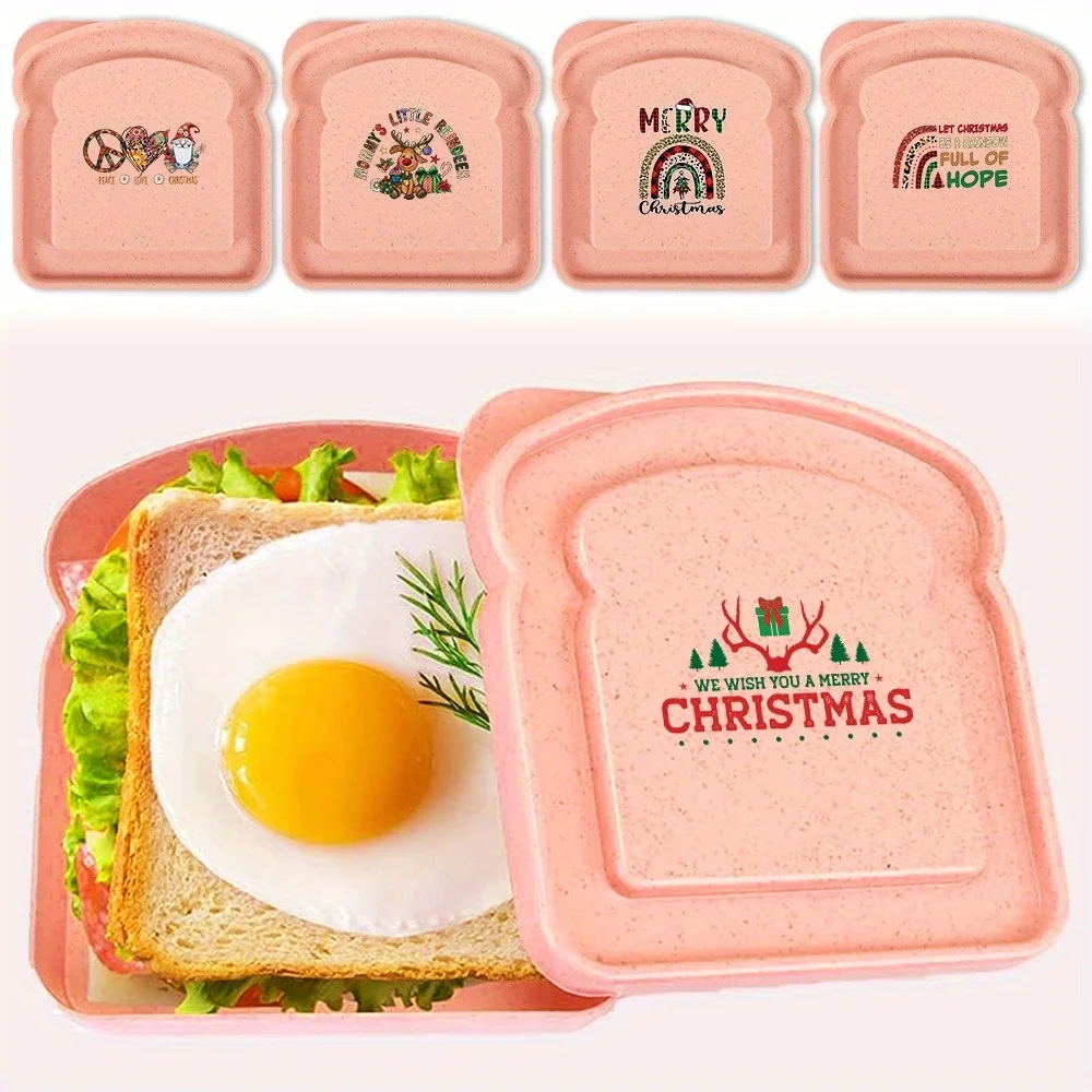 Toast Shaped Lunch Box Portable Sandwich Storage Case, Stackable Microwavable Bento Container for Student Office Worker