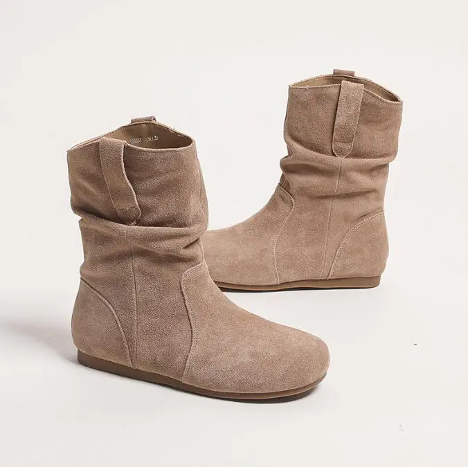 

Casual Boots For Women Fashion Ankle Boots New Short Slip On Flat Shoes Retro Versatile Soft Bottom Woman's Comfortable Boots
