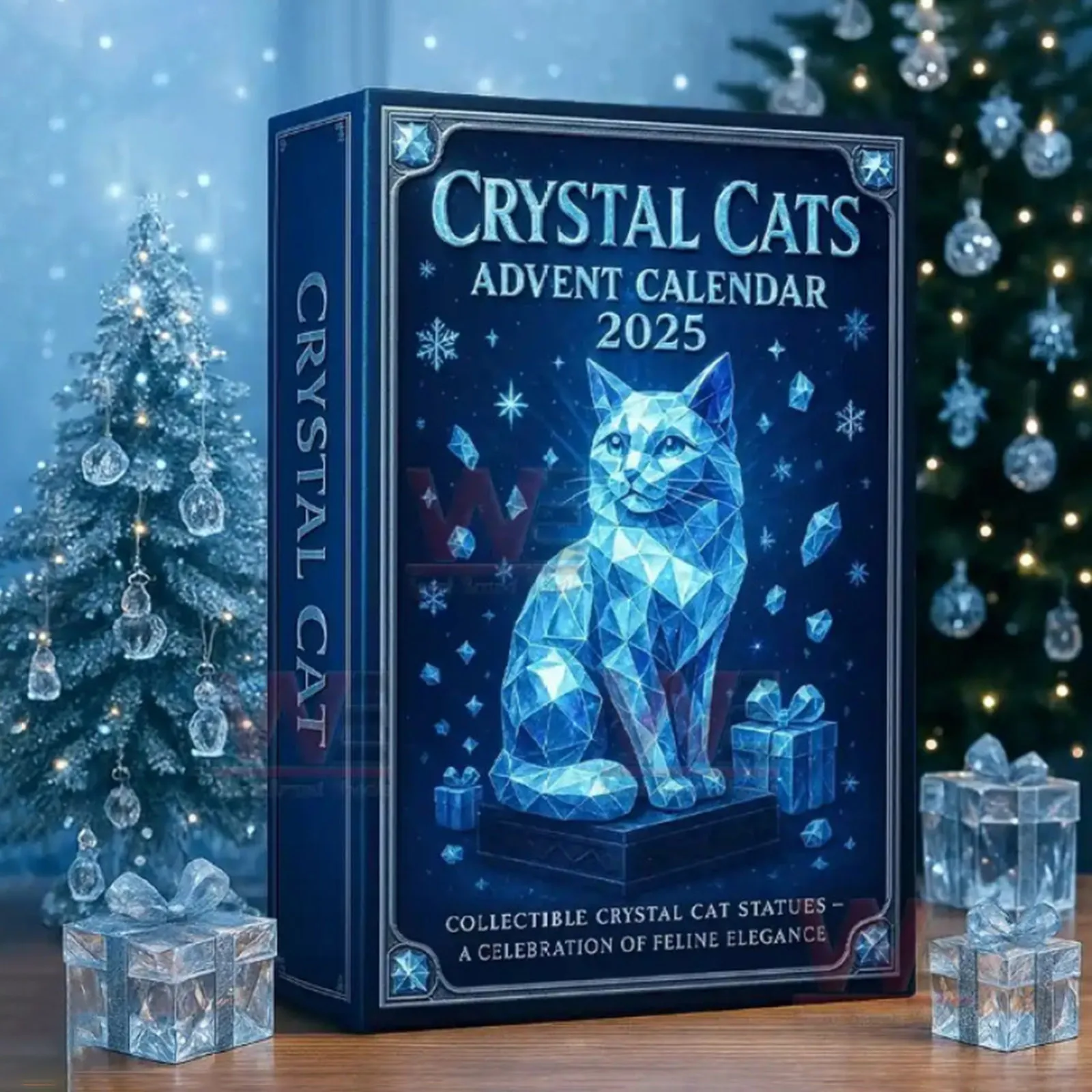 Giocattoli Decorazioni natalizie Calendario per il conto alla rovescia di 24 giorni Gatto di cristallo Arriva le vacanze Decorazione dell'albero di Natale Giocattolo pendente in acrilico