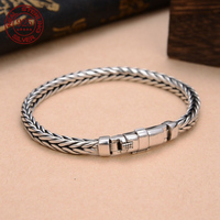 Great Sale Real Solid S925 Silver Handmade Woven retro Domineering Style Ppersonality Keel Man and Woman Bracelets gift