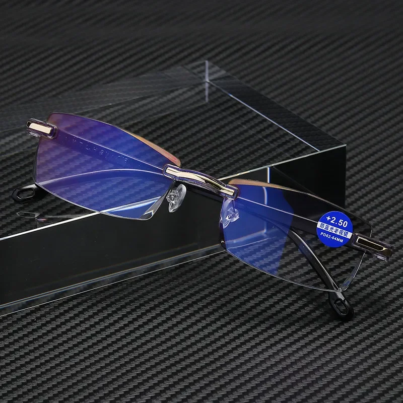 Ältere ultraleichte randlose Brille presbyopische Luxus brille Rahmen photo chrome Lesebrille Männer Brille zum Lesen