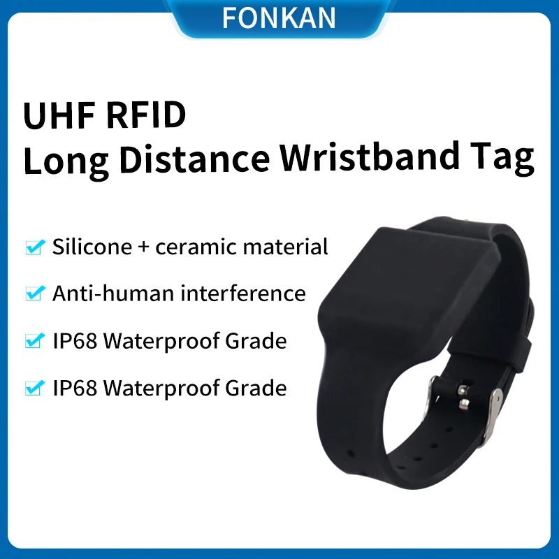 10pcs 6m Long Range Read UHF RFID Passive Tag Wristband Silicone Ceramic 860mhz 960mhz Bracelet Tag For Personnel Management