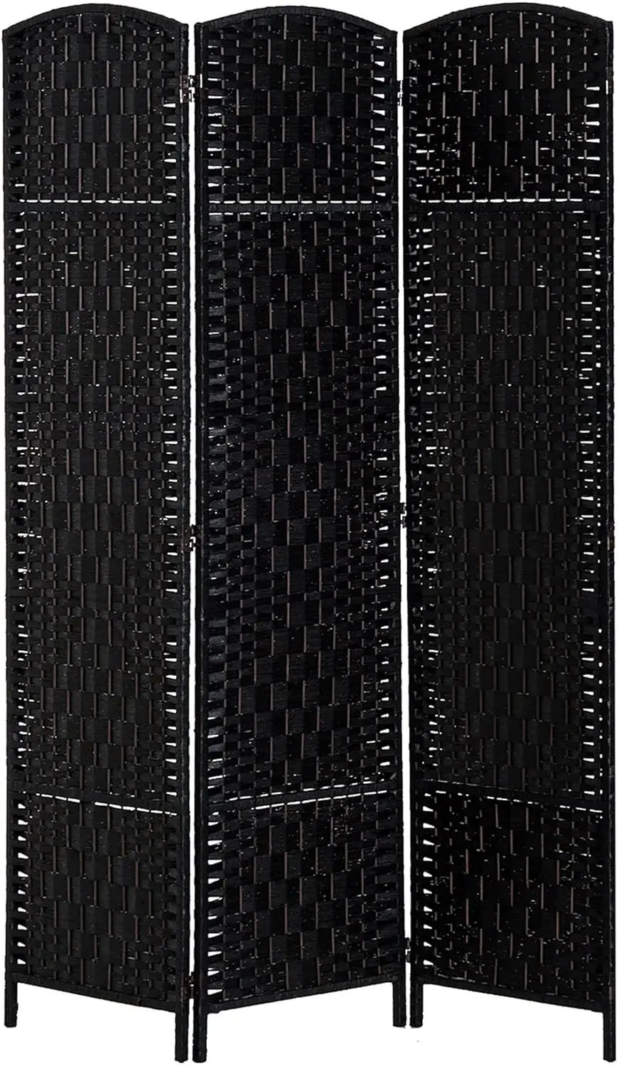 

Room Divider 3 Panels Folding Privacy Screen 6FT Tall Portable Wicker Weave Partition Wall Divider for Bedroom Home Office, Blac