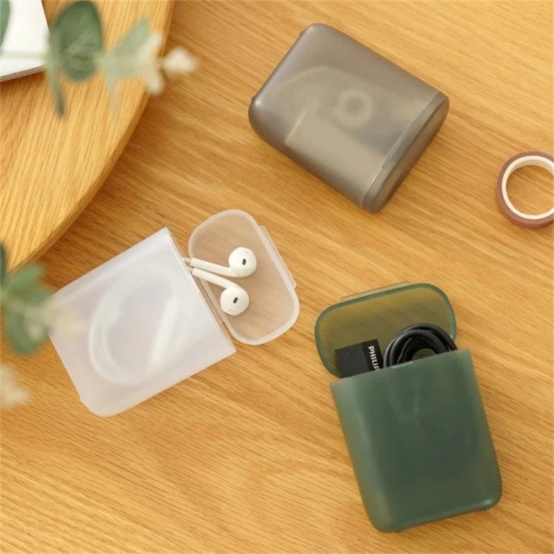 Desktop Data Cable Storage Box Dustproof With Cover Mobile Phone Charger Box Transparent Cable Wire Container Box In Office Home