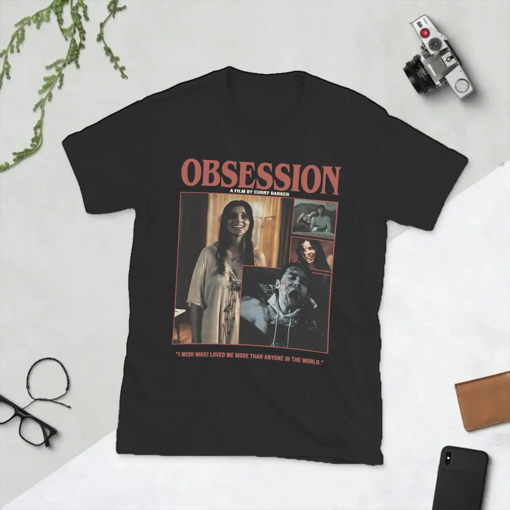 T-shirt pour hommes en pur coton, film d'horreur Obsession, Vintage, col rond, vêtements à manches courtes, nouvelle collection