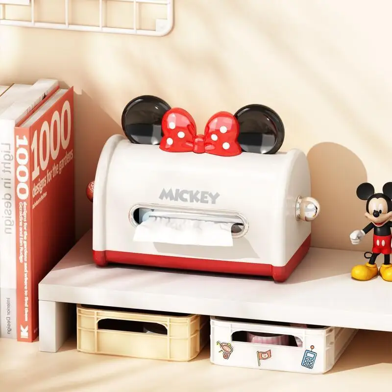 Disney Household Tissue Box Mickey and Minnie Desktop Household Cartoon Cute Napkin Storage Box Living Room Creative Paper Box view 4