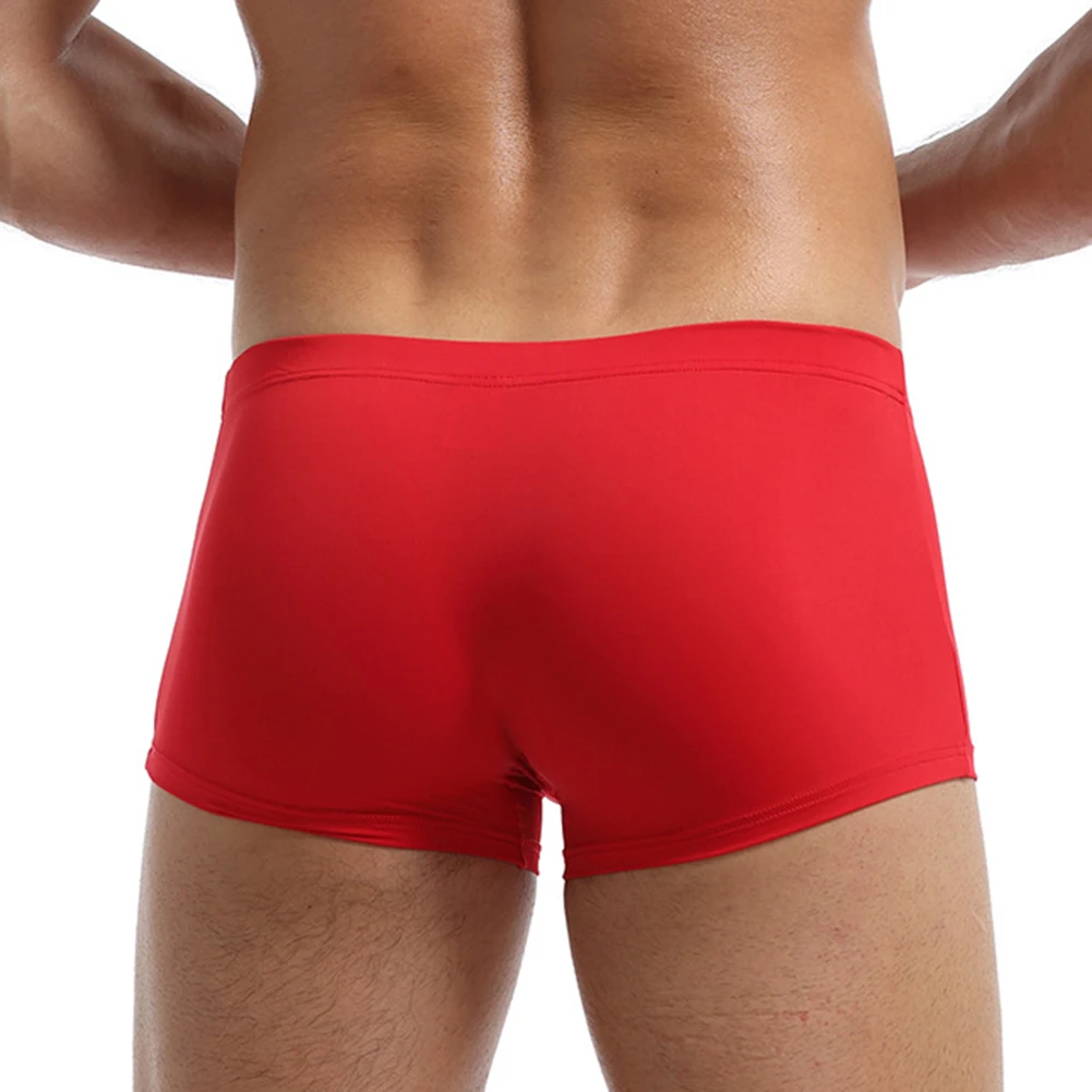 Hot Mens Briefs Soft Ice Silk Flats Elastic Comfort Flex Waist Solid Color Swim Shorts U Convex Pouch Underwear