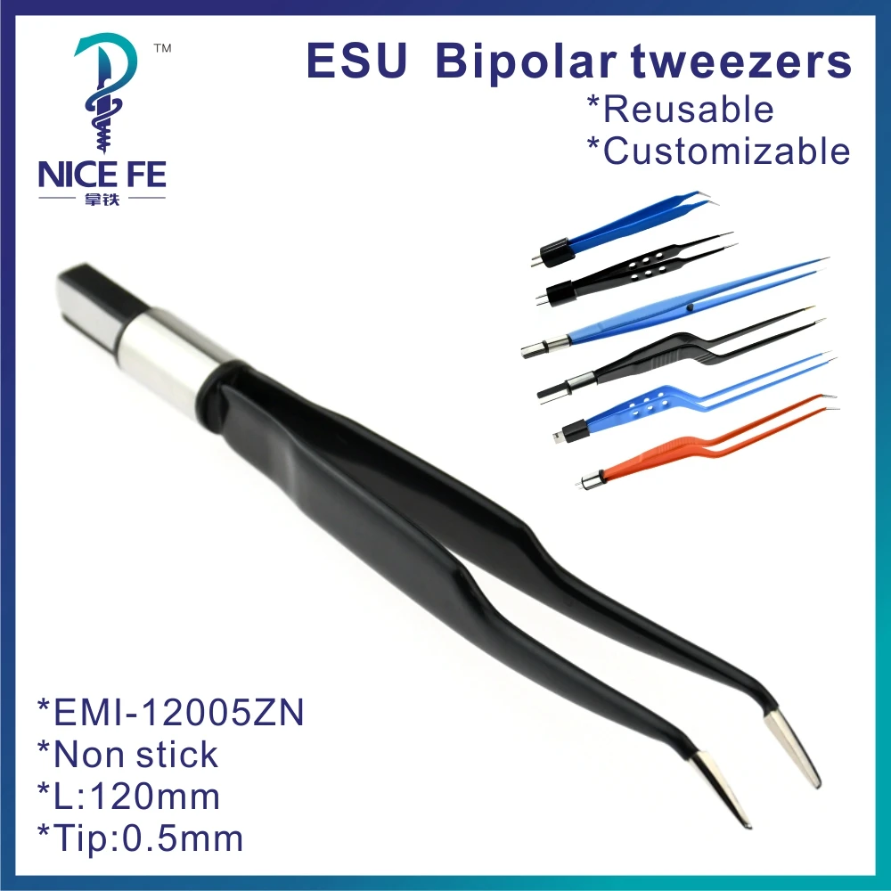 

Bipolar Forceps Tweezers Straight IEC for Electrosurgical unit Non Stick Bipolar Bayonet Clamp L: 12 cm ,tip 0.5mm