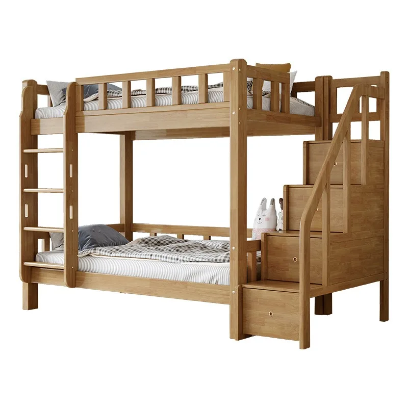 

Two-layer bunk bed for adults, bunk bed, full solid wood, thickened mother and child bed, high and low bed, bunk bed