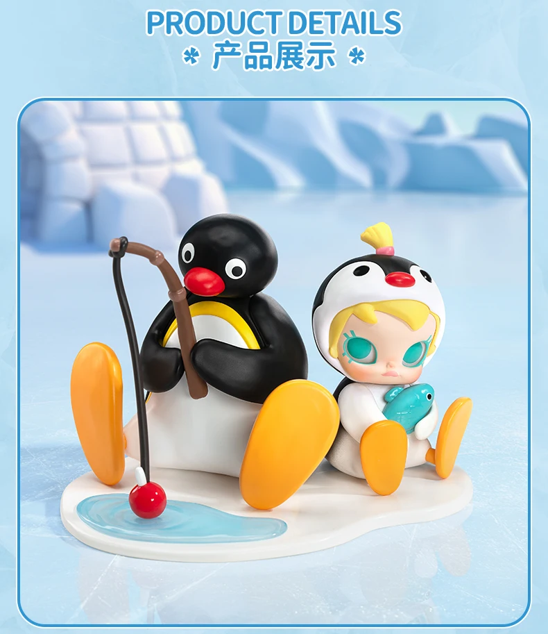 Anime Figuur Baby Molly X Pingu Vissen Tijd Handheld Hang Kaart 18 cm Model Poppen Beeldjes Pvc Collectie Trendy Speelgoed voor Geschenken