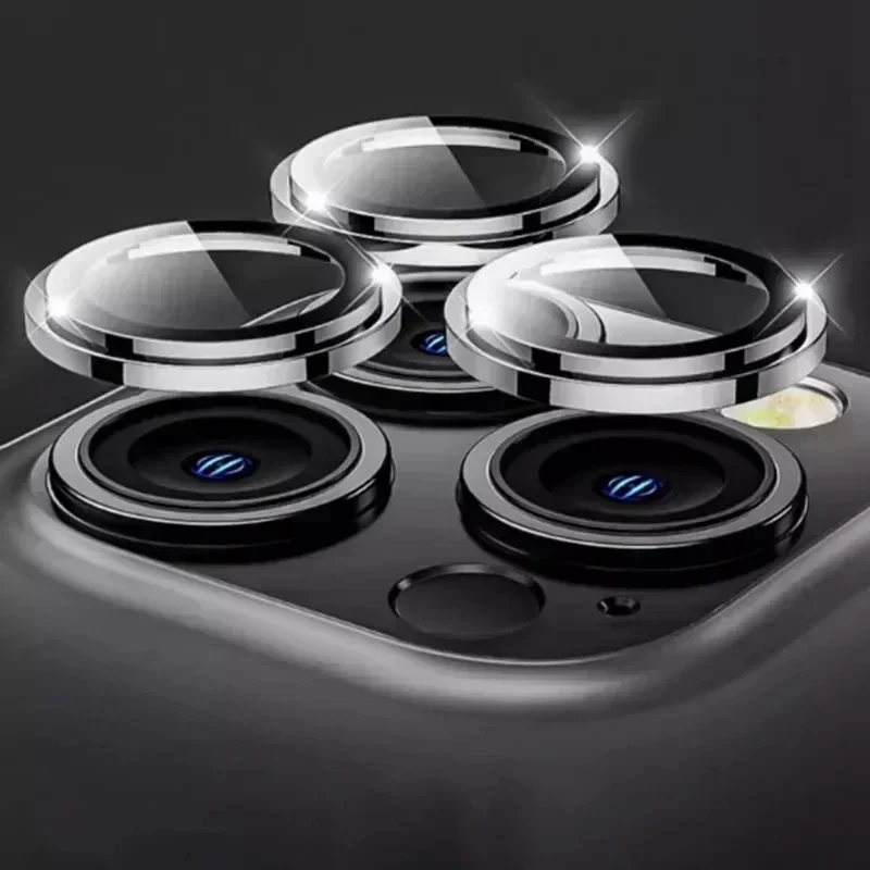 IPhone 15 pro max,iPhone 15 plus用の金属製レンズリング付きカメラプロテクター,フルガラスカバー