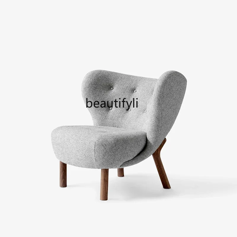 

Nordic Simple Fabric Couch Designer Small Apartment Living Room Balcony Leisure Solid Wood Armchair