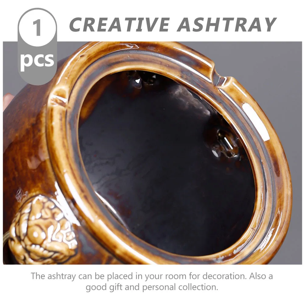 

Винтажная пепельница, круглая керамическая поставка для дома и офиса, дымовая банка для курения, декор для обеденного стола