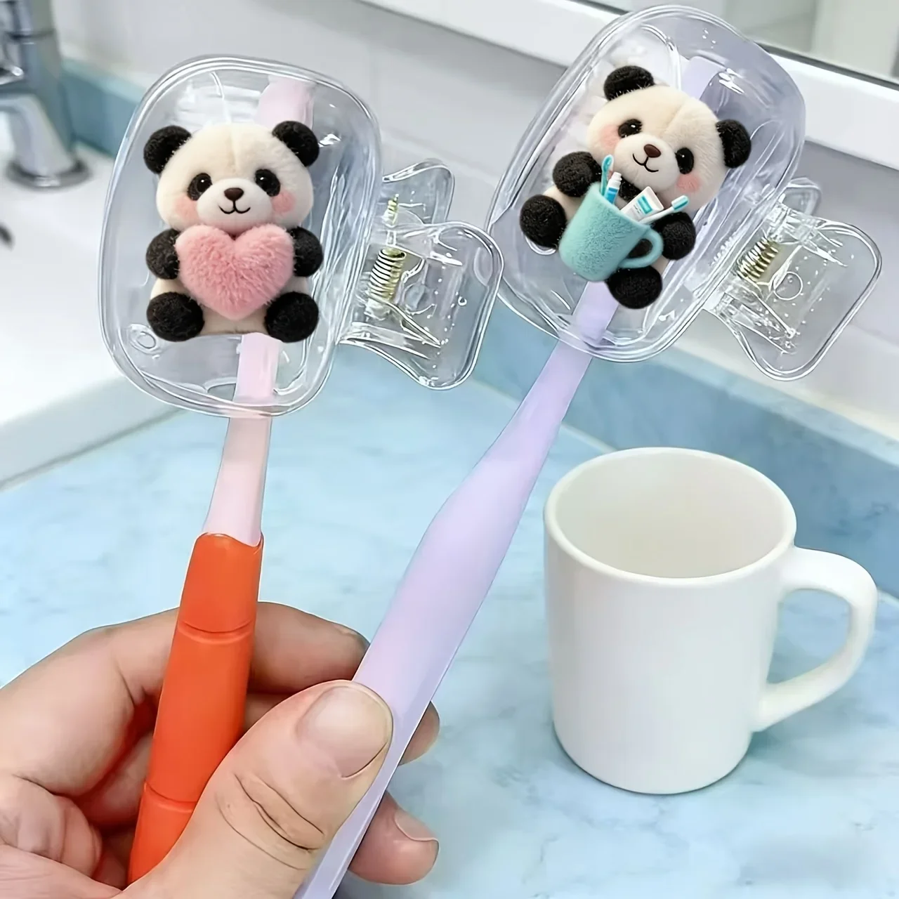2pcs Panda Toothbrush Covers Dustproof and Moisture-proof Universal Toothbrush Head Storage Caps Keep Brush Heads Clean And Dry