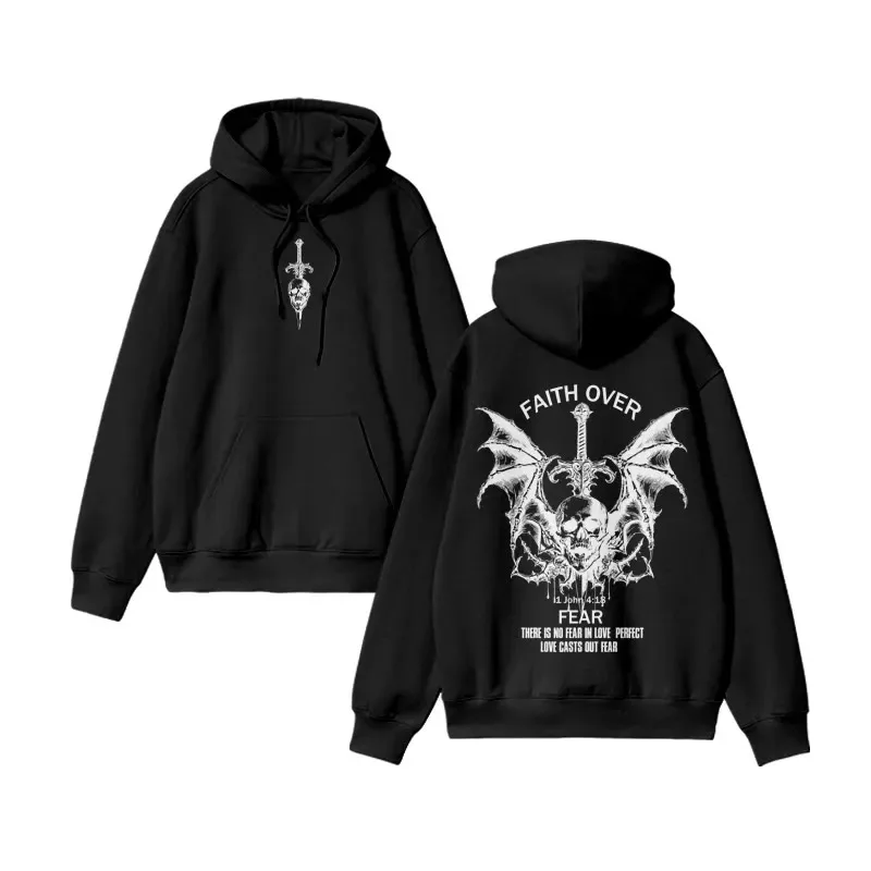 

2025 Autumn and Winter Unisex 100% Cotton Faith Over Fear Design Print Hoodie High-end Luxury Is for Both Men and Women Top Y2k