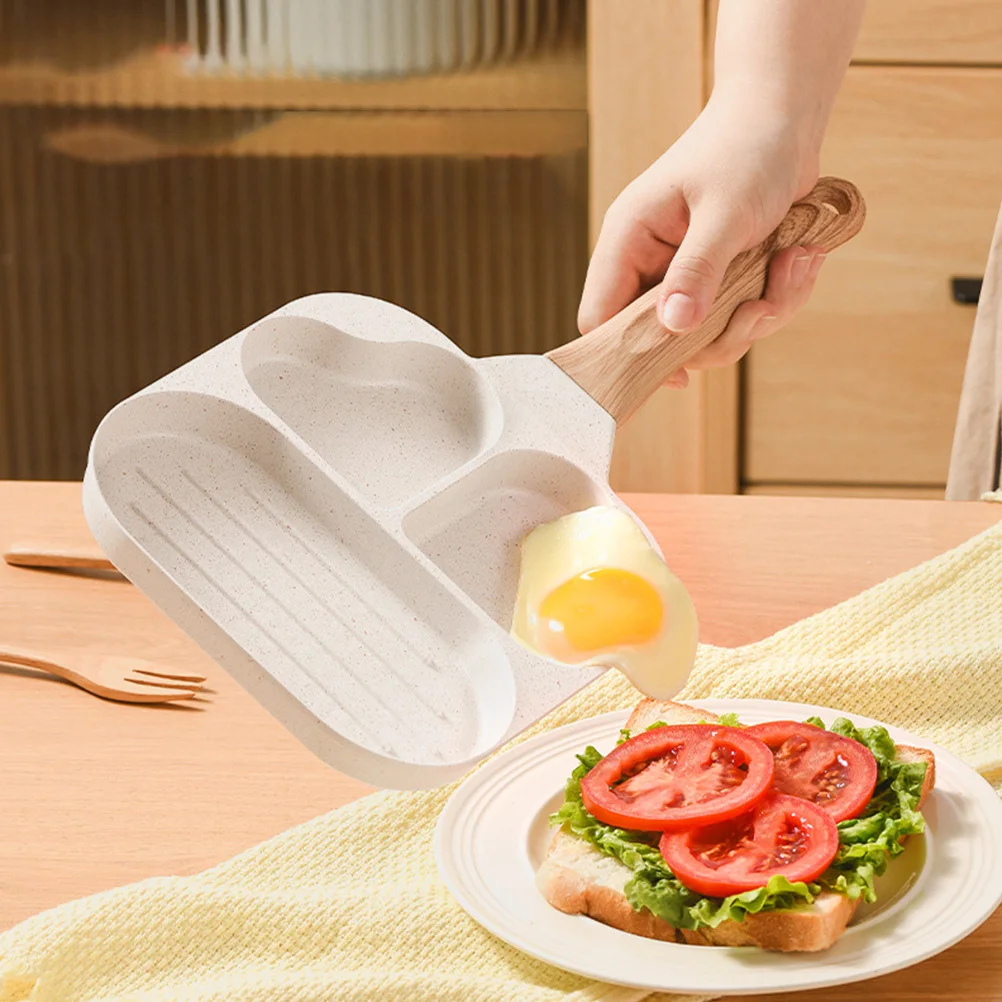 

Love Heart Bacon Pan Non-Stick Adorable Shape Handle Frying Egg Burger Pan Convenient Breakfast Kitchen Frying Supply