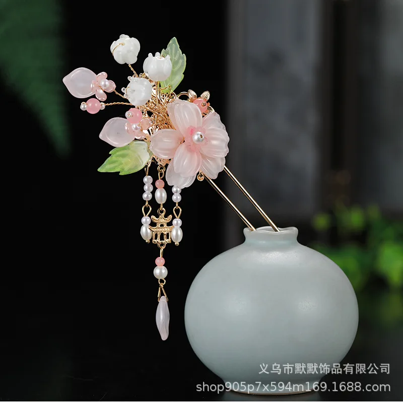 Vintage Hair Sticks Hairpins Chinese Hanfu Hair Accessories Flower Tassel Hair Forks Chopsticks Girls Party Headpiece Jewelry