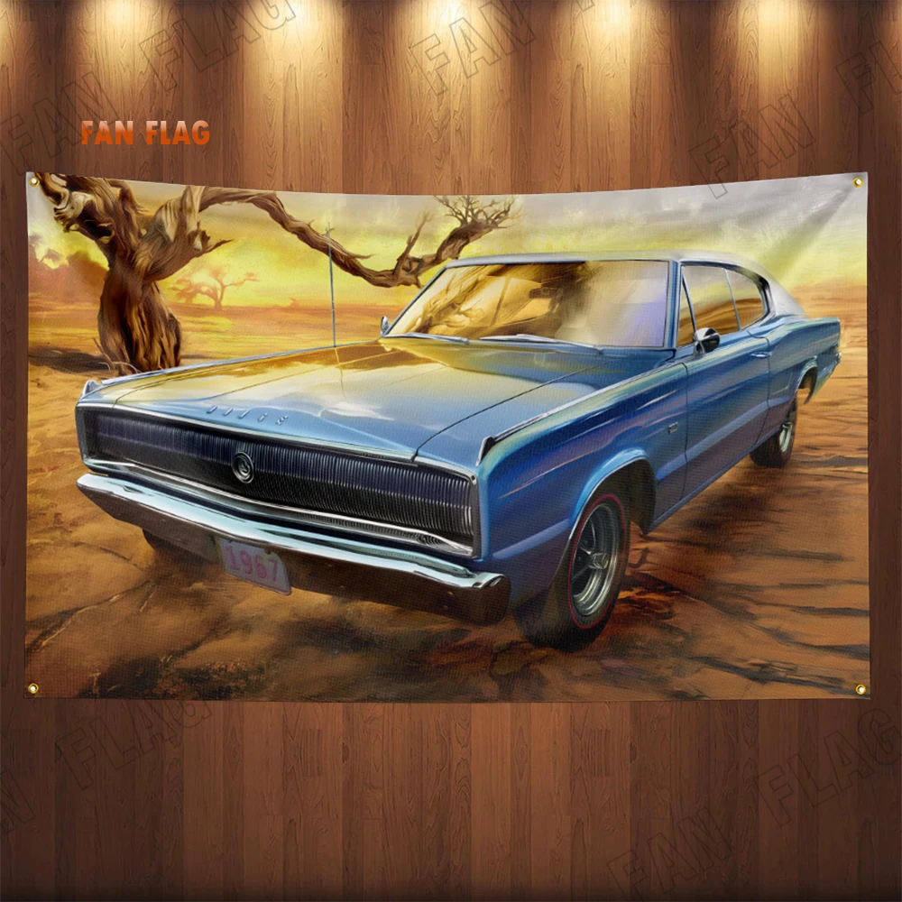 90x150cm Vintage American Muscle Cars Flag Polyester Digital Printing Retro Car Banner For Decor