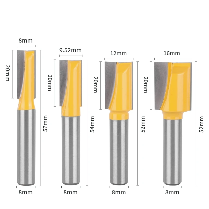 YUSUN 8MM Shank Cleaning Bottom Bit Router Bit Woodworking Milling Cutter For Wood Bit face Mill