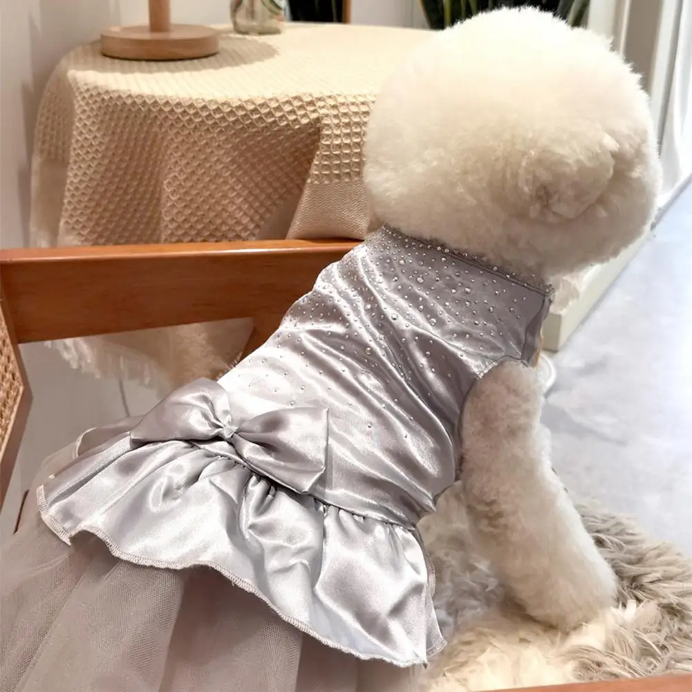 Patchwork Trendy Two-legged See-through Mesh Dogs Dress Sleeveless Pet Puppy Cat Wedding Stand Collar Clothing Dog Accessories