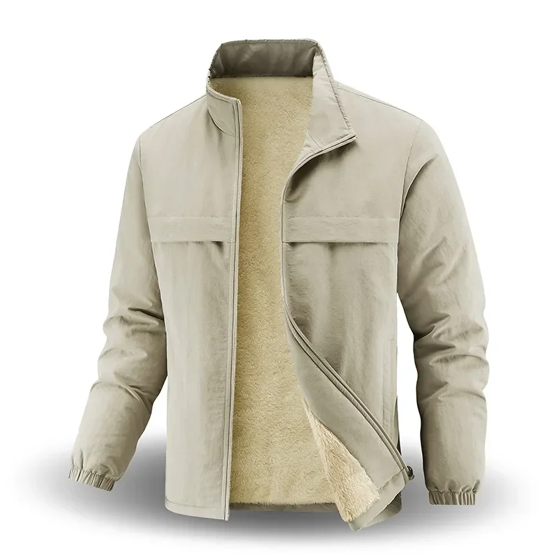 2026 Thickened Fleece Lined Men's Outdoor Flannel Thicken Woolen Coat for Autumn and Winter Men's Outdoor Life Flannel Coat