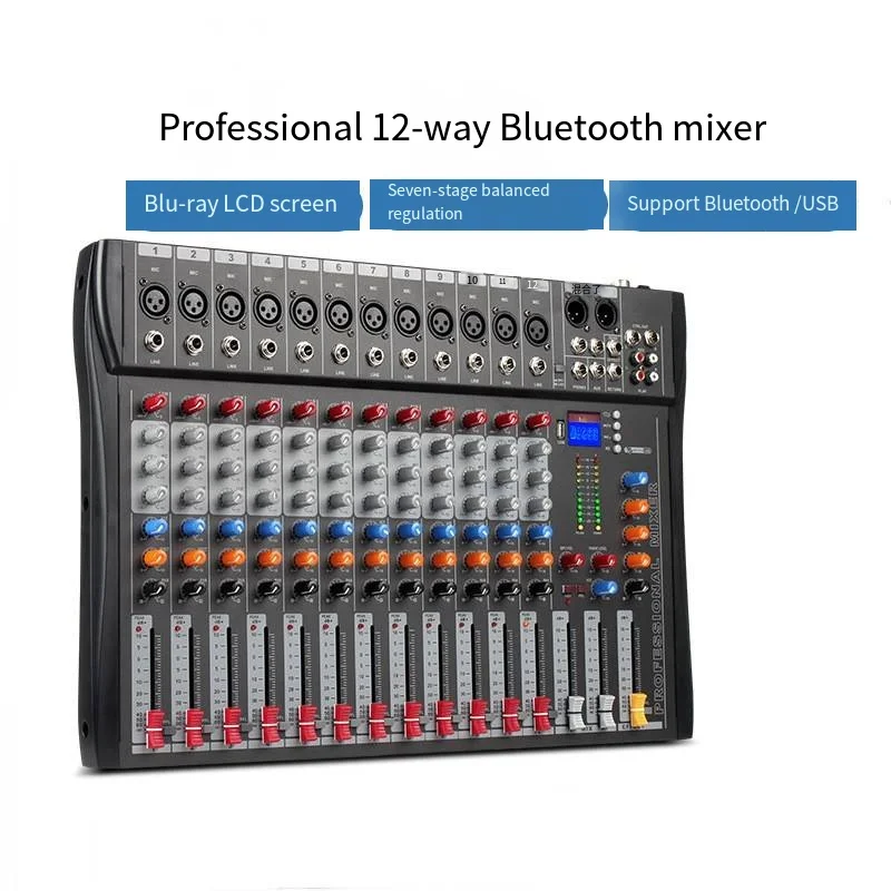 12-Channel Professional Mixer Sound Mixing Console Computer Input USB Audio Mixer Interface Mixing Console Sound Card