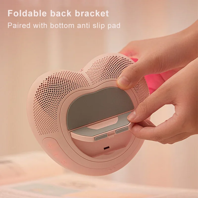 Heart-Shaped Bluetooth Speaker with Eternal Flower and Colorful LED Lights Creative Portable Wireless Audio HIFI Music Player