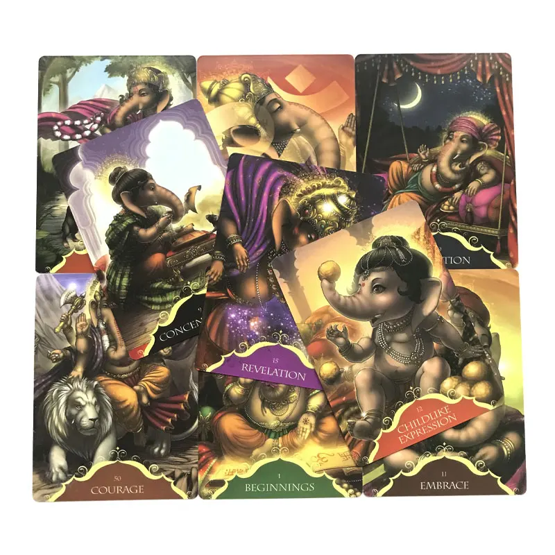 Whispers Of Lord Ganesha Oracle Tarot Card Fate Divination Prophecy Card Family Party Game Tarot 50 Card Deck  PDF Guide