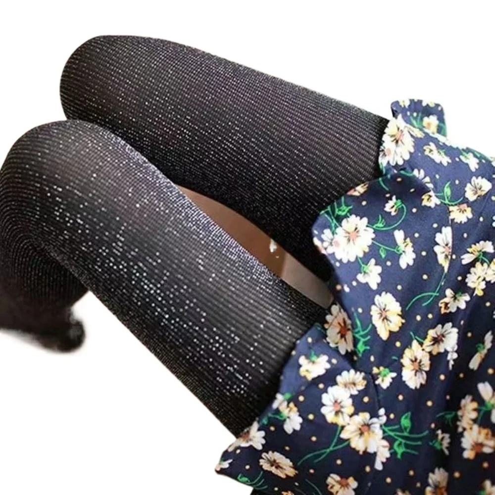 Medias sexys a la moda para mujer, leggins cómodos e informales con rayas negras brillantes, pantimedias ajustadas de alta elasticidad a la moda