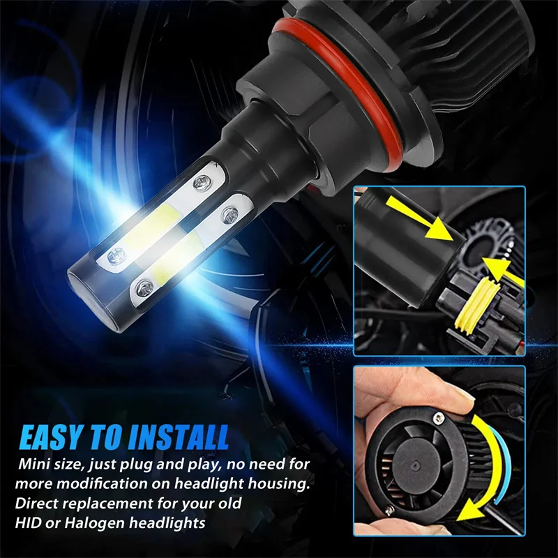طقم تحويل مصباح أمامي ليد ، شعاع مرتفع ومنخفض ، مصباح أمامي للسيارة ، شعاع مفرد ، أبيض فائق ، ٧ ، HB5 ، مصابيح K ، ٢