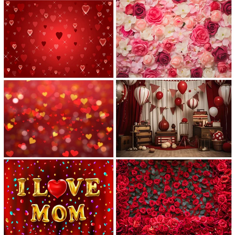 

SHUOZHIKE Romantic Valentine's Day Photography Backdrops Props Red Rose Sparkle Wedding Love Heart Studio Background VS-89