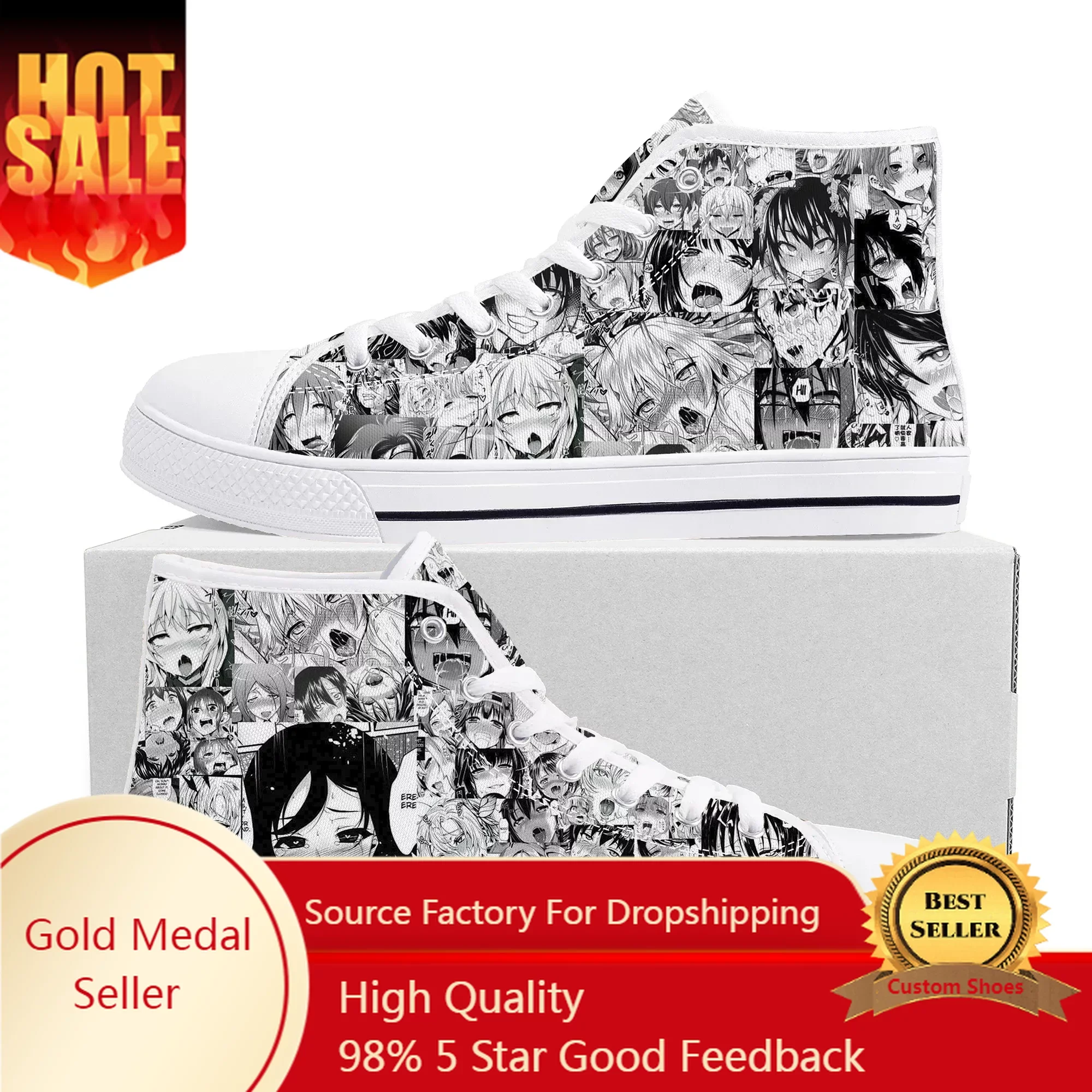 

Cartoon A-Ahegaos High Top Sneakers Mens Womens Teenager Canvas High Quality Sneaker Casual Custom Made Shoes Customize DIY Shoe