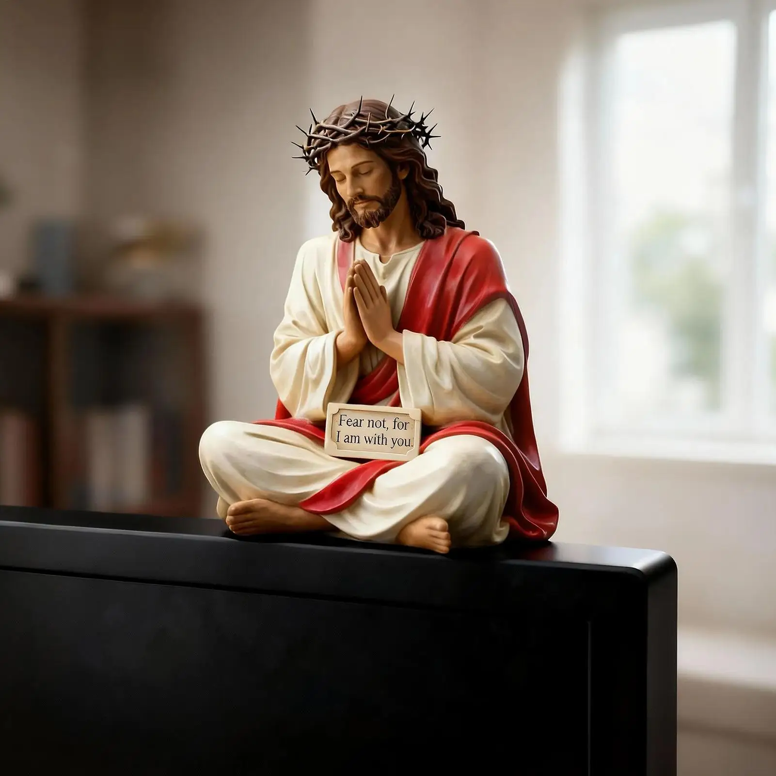 Jesus-Skulptur, religiöse Kunst, Sammlerskulptur, Jesus-Figur aus Kunstharz, Schreibtischbegleiter-Figur für Nachttisch, Schreibtisch, Wohnung, Badezimmer