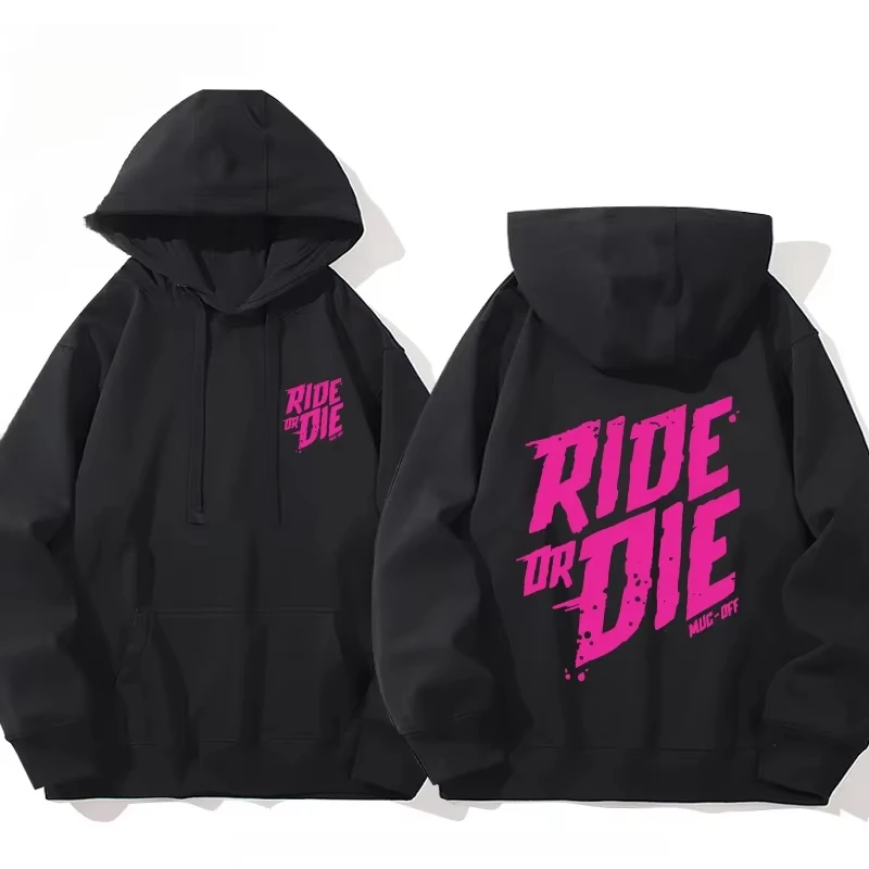Felpa Muc Off Ride or Die Stampa Felpa con cappuccio autunno e inverno da uomo Top con cappuccio casual ed elegante da uomo e da donna