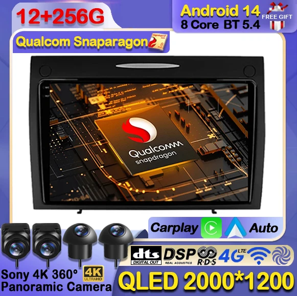 Android 14 Carplay Auto For Mercedes Benz SLK Class R171 SLK200 SLK280 SLK300 2000 - 2011 Car Radio Multimedia Player Navi GPS