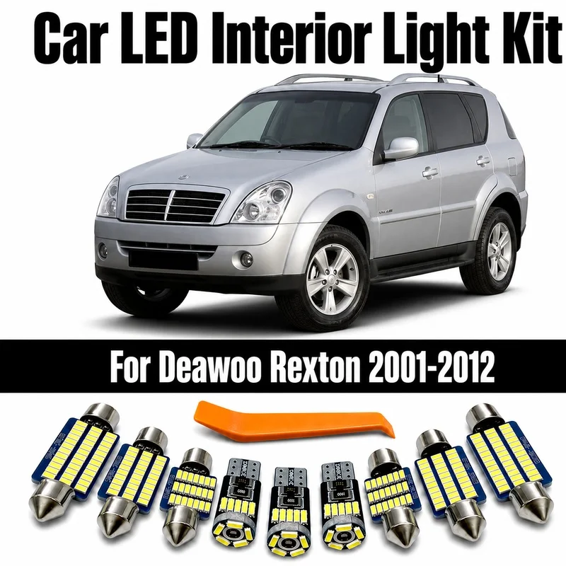 LED Interior Dome Map Trunk Reading Light Bulb Kit For Daewoo Rexton 2001- 2007 2008 2009 2010 2011 2012 Car Accessories