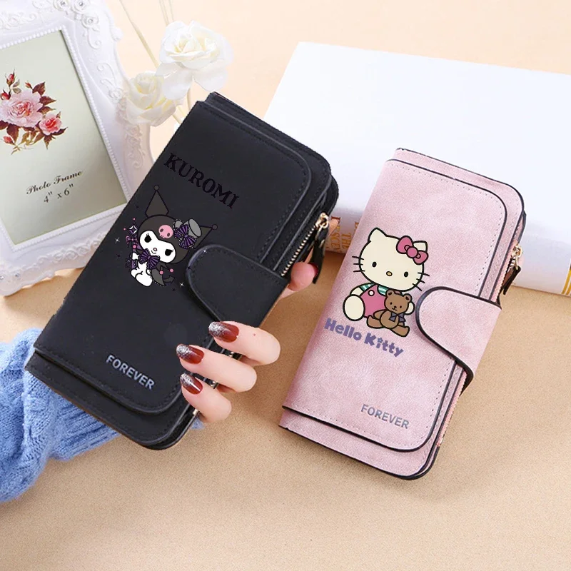 Hello Kitty Kuromi Women Wallets Fashion Long Top Quality Multi-Cards Holder Classic Female Purse Foldable Zipper Wallet