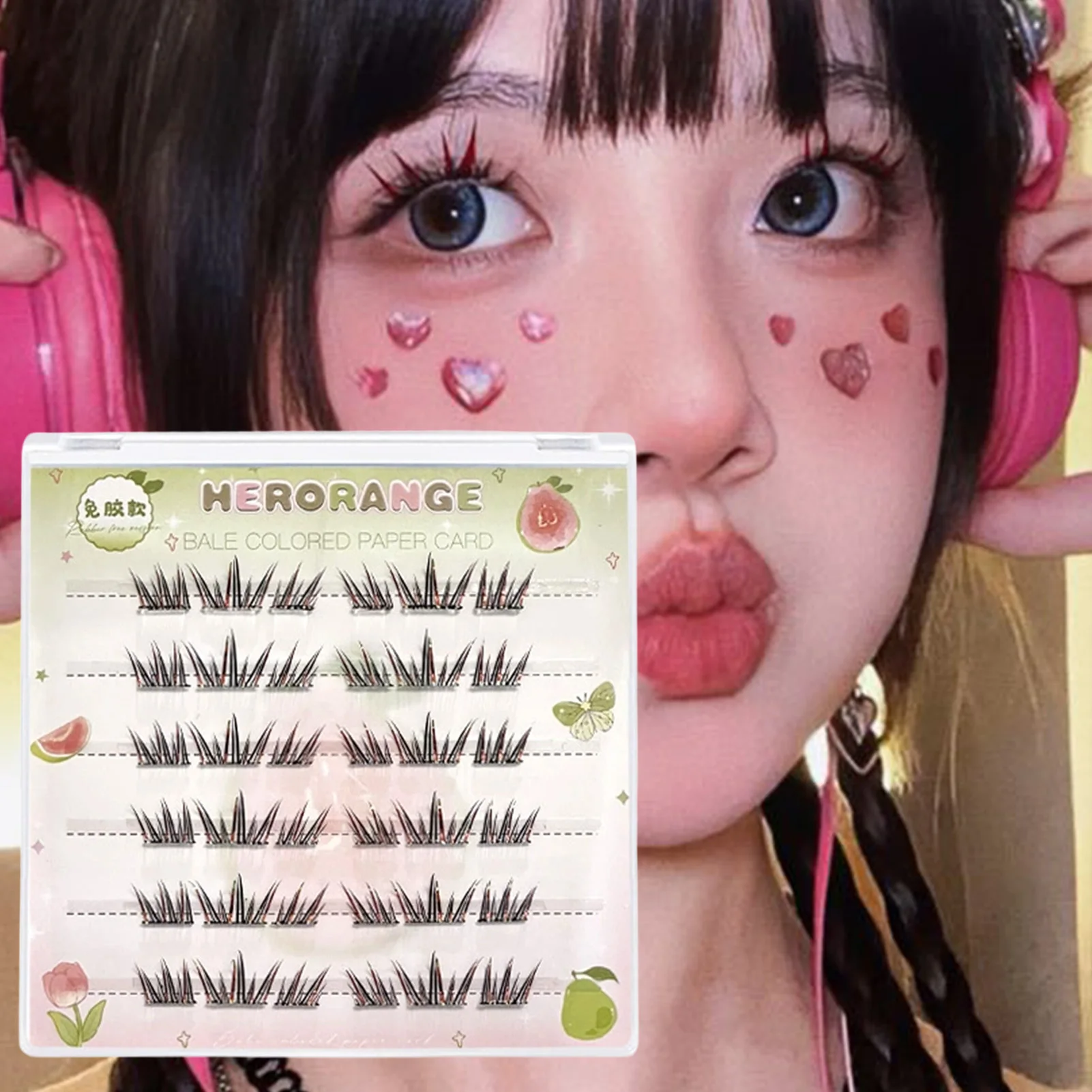 Diy cosplay cílios postiços coloridos extensões de cílios vermelho escuro aparência natural efeito 3d chicote individual natural maquiagem diária