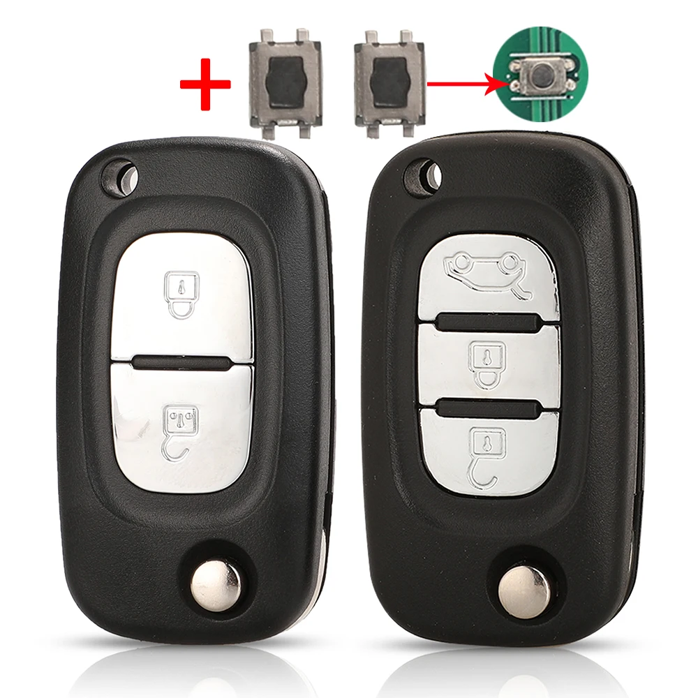 

jingyuqin 2/3 Buttons Replacement For Renault Clio Kangoo Modus Megane Lada Flip Car Key Shell Case VA2 HU83 NE72 Blade fob