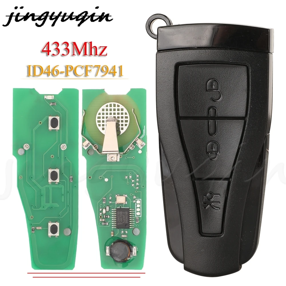 jingyuqin 3 Buttons Smart Remote Car Key Fob 434Mhz ID46 PCF7941 Chip For MG MG550 MG 6 Keyless Go Control Replacement