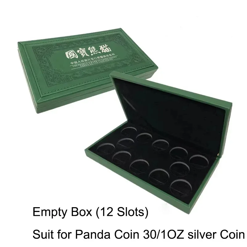 

China Panda Silver Coin 12 Slots Empty Coin Box Suit for 30/1OZ Coins Storage Collection Gift Collect Case