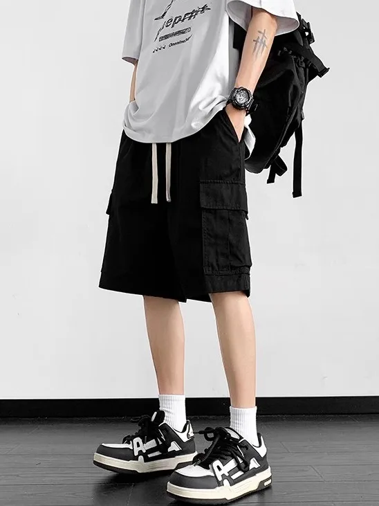 

Loose Fit Men's Khaki ort Pants Summer Casual Thin Straight Leg Workwear Trousers Comfortable Breathable Youth Faion